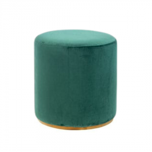 Emerald Green Velvet Stool with Gold Trim