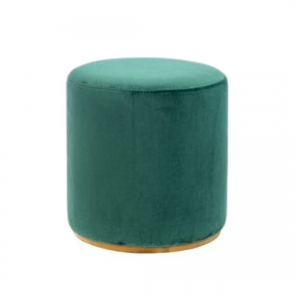 Emerald Green Velvet Stool with Gold Trim