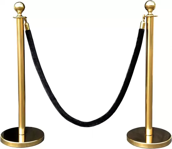 gold bollard black rope