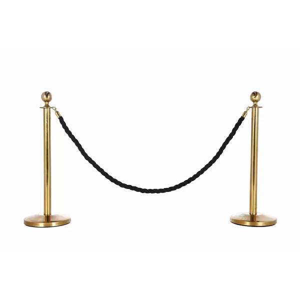 Gold bollard with black rope