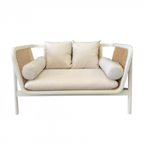 Rattan Lounge framed in white with cushions