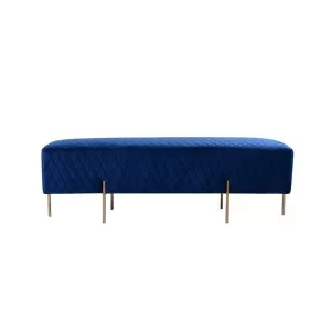 Navy Blue Velvet Ottoman Bench