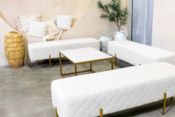 White Velvet Ottoman Benches