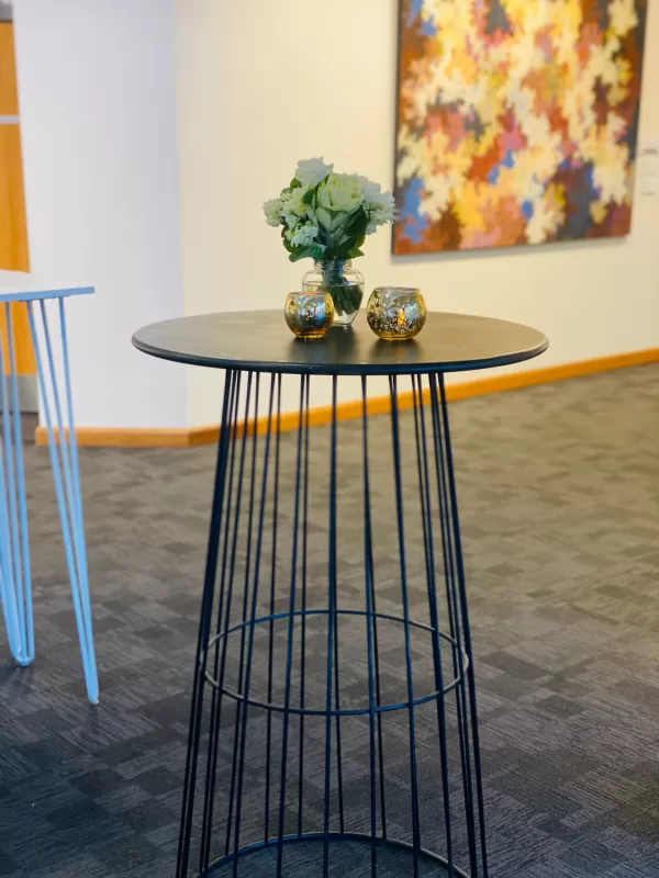 black wire bar table