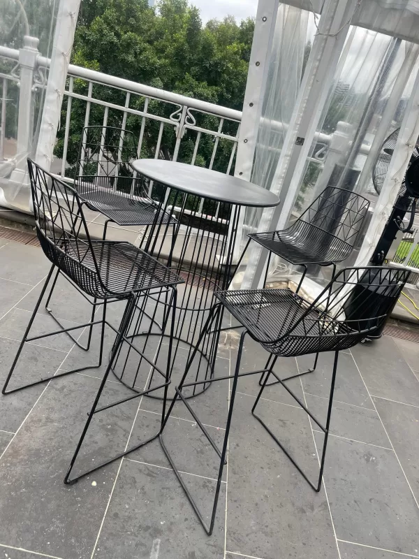 black wire bar table