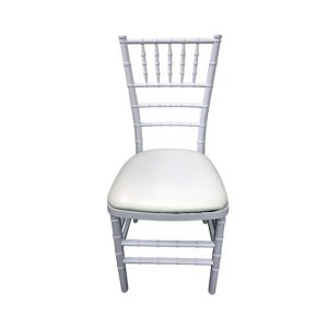 white tiffany chair with white cushions