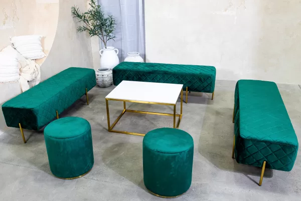 Emerald green ottomans