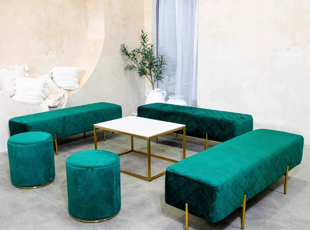 Emerald green ottomans