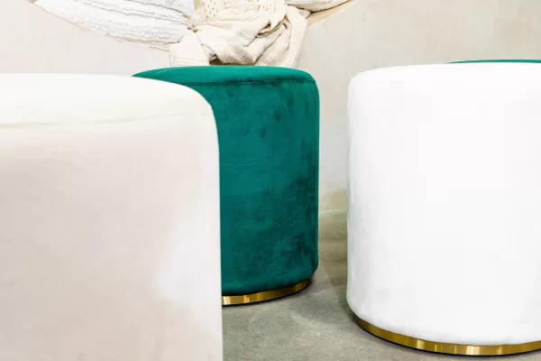 White Velvet Ottoman Stools