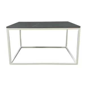 White Rectangular Coffee Table with Black Top