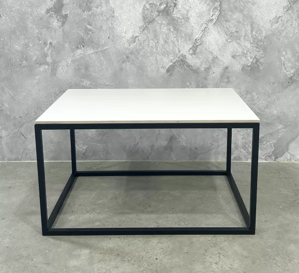 Black rectangular coffee table with white